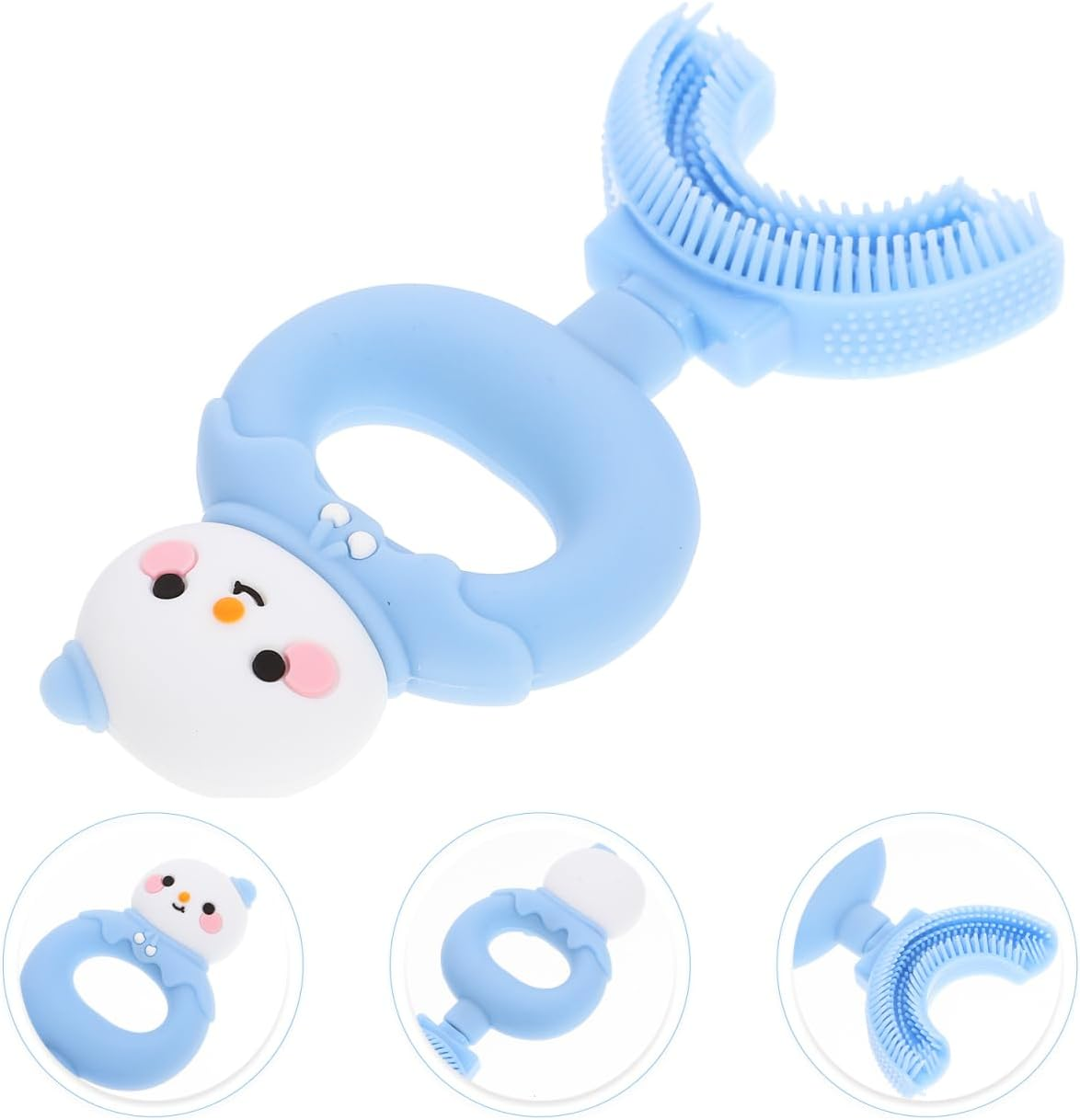 Snowman U-Shaped Silicone Toothbrush Head for Kids Manual Toddler Tooth Brush with Soft Silicone Bristles Comfortable Oral Cleaning Tool for Child Dental Clean image number 2