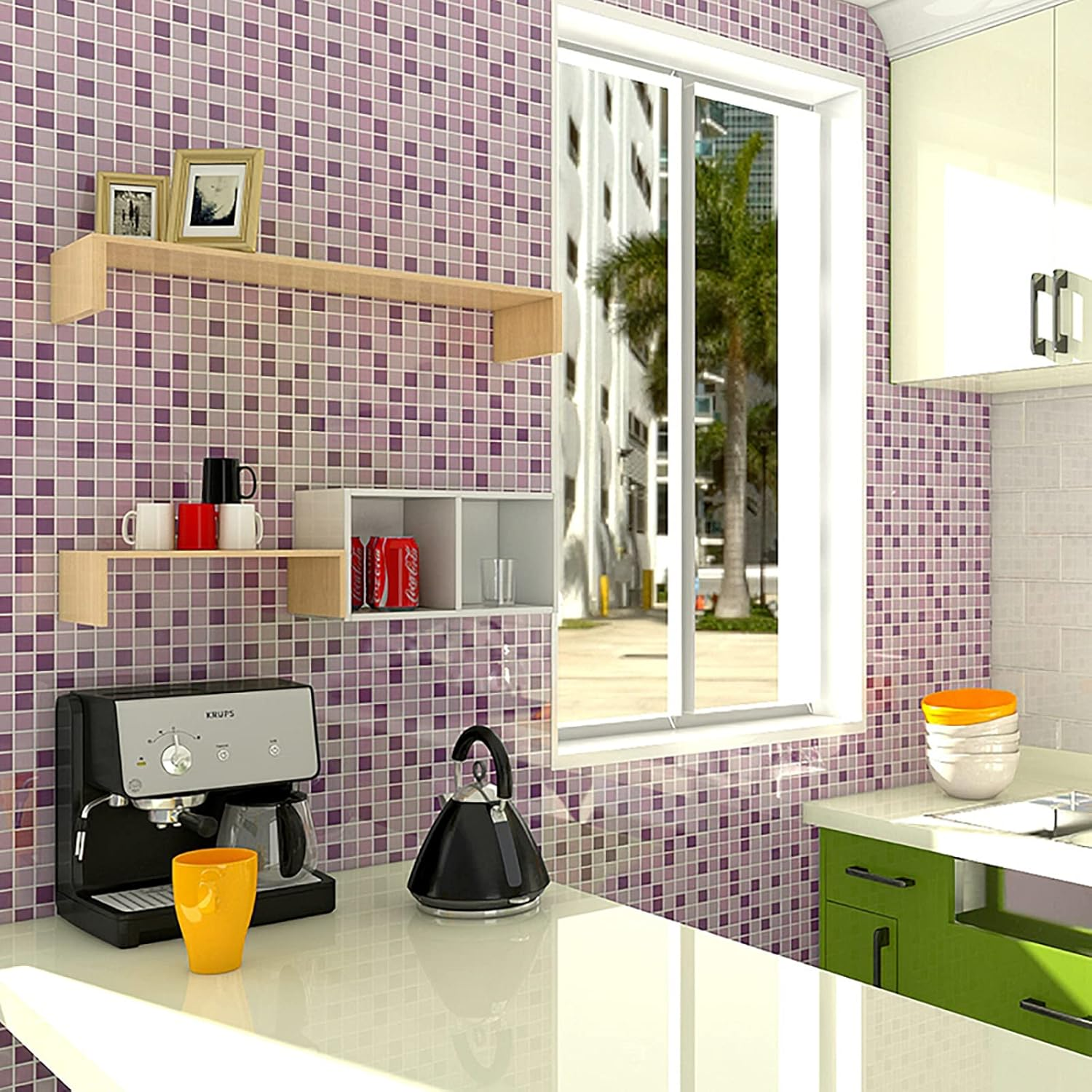 PINUO&KE 200 Pieces / 200 G Mosaic Tiles Square Ceramic Mosaic Mosaic Tiles Square 0.4X0.4 Inch Mosaic Pieces for Home Decoration, DIY Crafts, Mosaic Tile Projects - Blue Mix image number 3