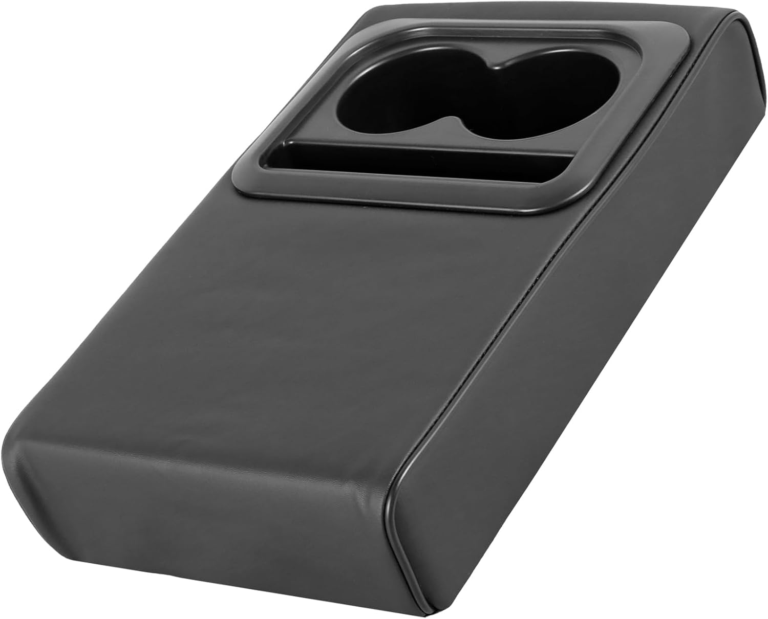 Abizarch Car Center Console Armrest Pillow, PU Leather Auto Armrest Cushion Box with Cup Holder and Phone Holder, Universal Car Armrest Cushion Anti-Scratch Pads for Sedan SUV ORV RV (Black) image number 2