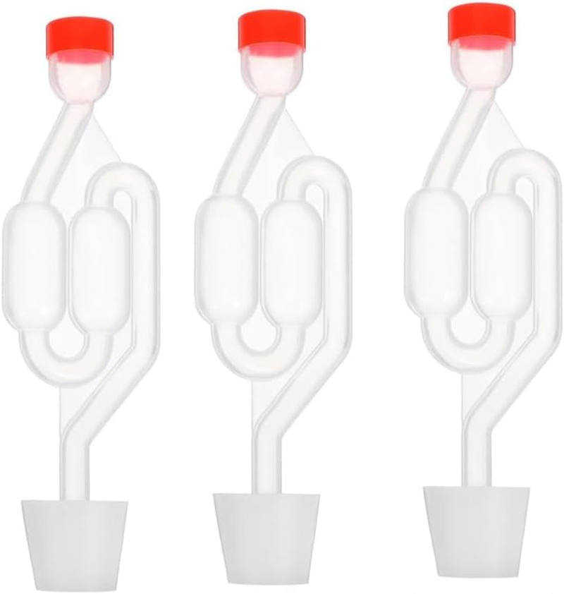 Naisfei 3 Sets Fermenter Beer Pickles Wine Making Air Locks Home Brew Accessory Non-Return Valves, Twin Bubble Airlock for Wine Making and Beer Making image number 1