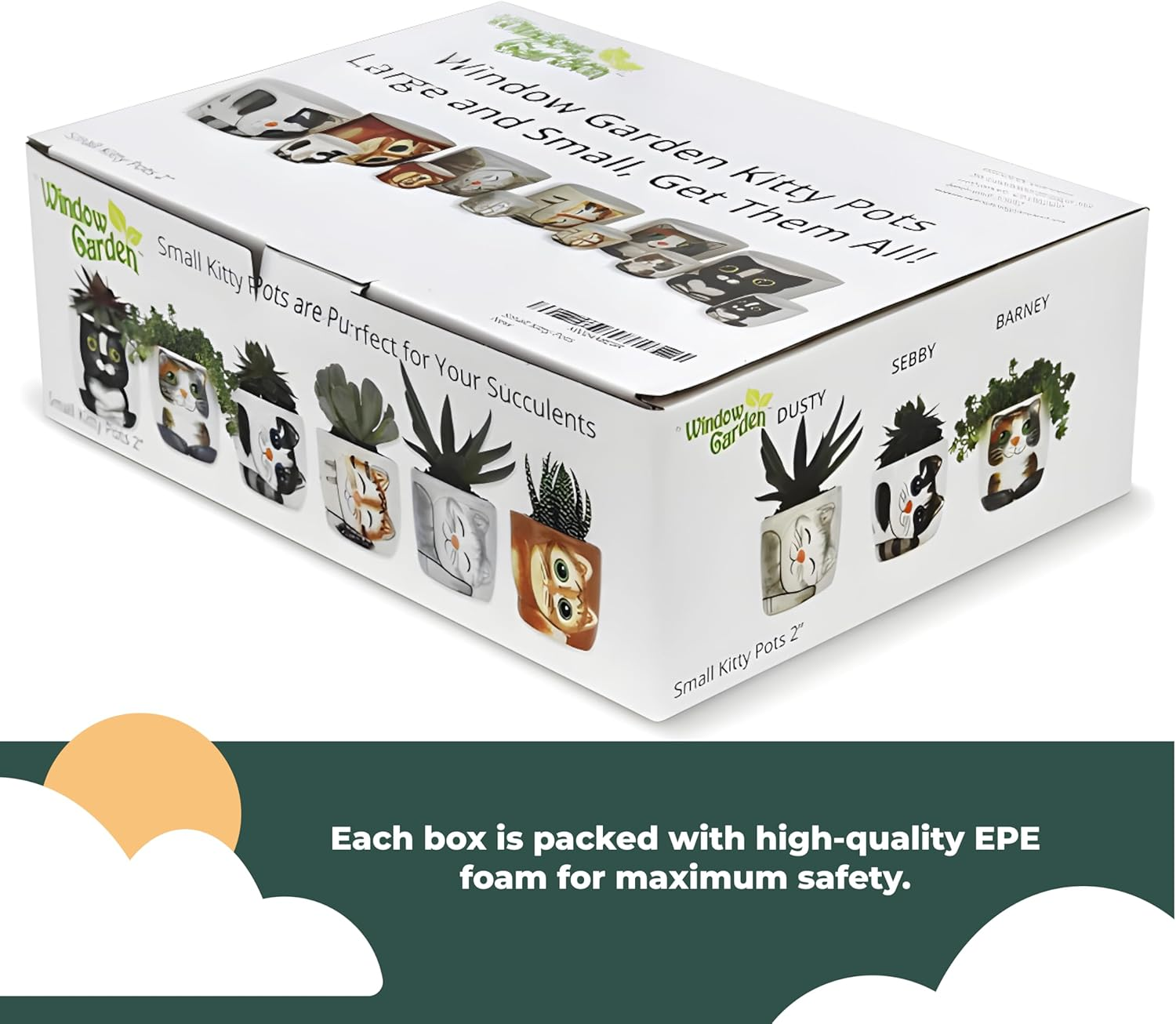 Window Garden Cute Cat Planter Pot - 6 Mini 3" Succulent Kitty Pots - Cute Flower Pots for Indoor Plants - Cat Decor Vase for Cactus, Herb image number 2