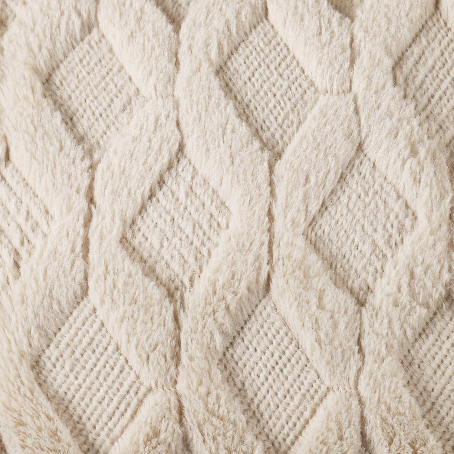 Haundry Pack of 2 Soft Plush Short Wool Velvet Decorative Throw Pillow Covers Luxury Style Cushion Case Pillow Shell for Sofa Bedroom Square Beige 18X18 Inch image number 3