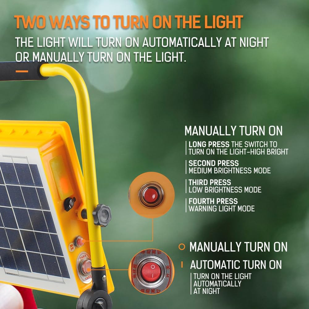 Ledlabs 100W Solar LED Flood Light - Rechargeable Outdoor Emergency Light with 4 Lighting Modes | IP65 Waterproof | 18H Runtime | for Power Outages, Construction, Camping image number 4