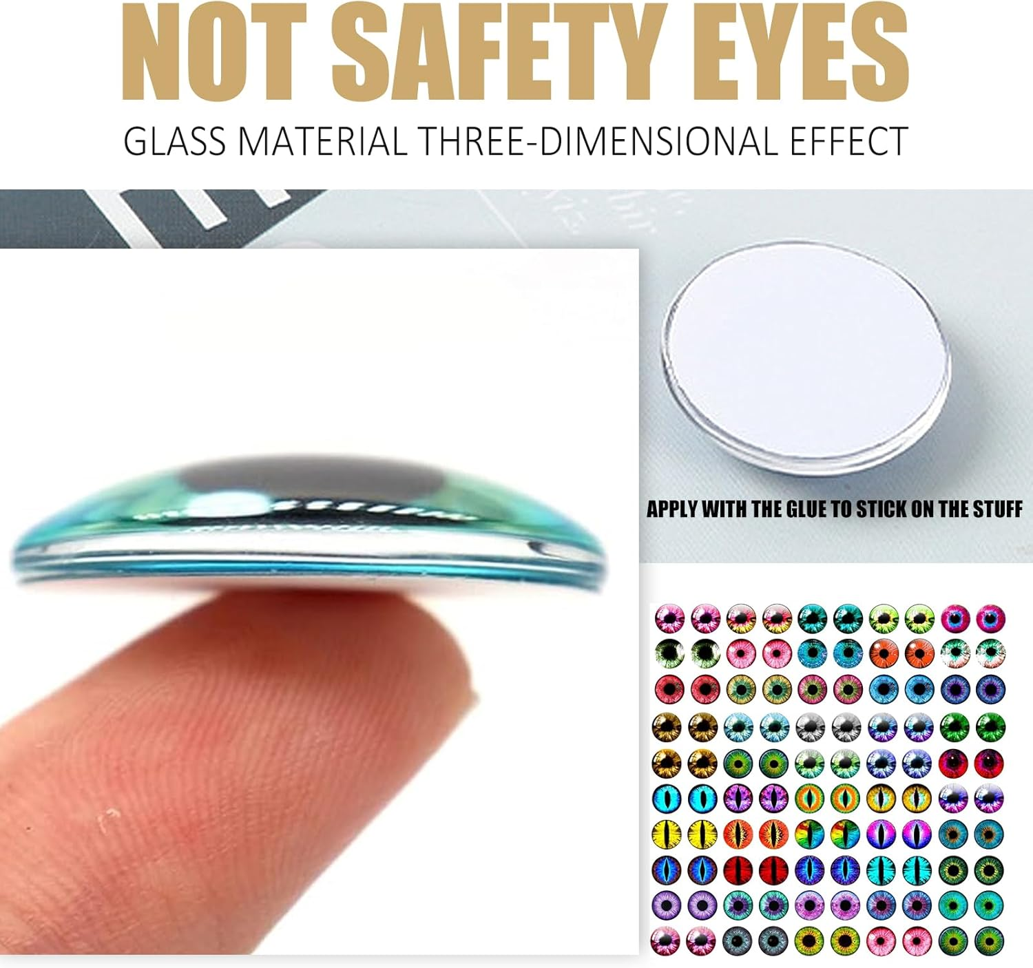 ZZBUY 100PCS 18MM Dragon Eyes for Crafts Realistic Cat Dragon Glass Eyes Cabochon for Crafts Doll Making Stuffed Plush Jewelry Making image number 6