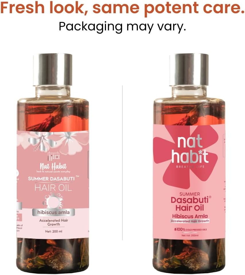 Nat Habit Hibiscus Amla Summer Hair Oil for Men & Women, Helps in Hair Growth & Thickness, for All Hair Types, No Paraffin, Mineral Oil, Preservatives & Chemicals, 100Ml image number 4
