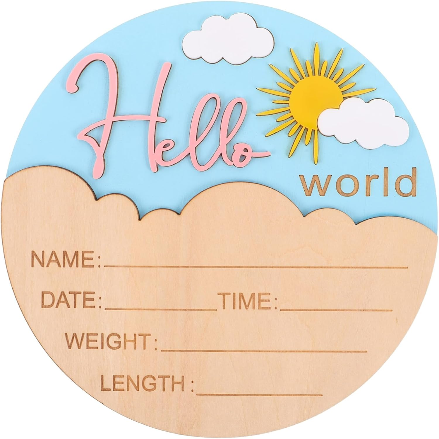 GALPADA Wooden Newborn Announcement Sign for Boys and Durable Photo Prop Plaque for Shower and Nursery Gender Neutral Birth Name Keepsake Compact Lightweight Design