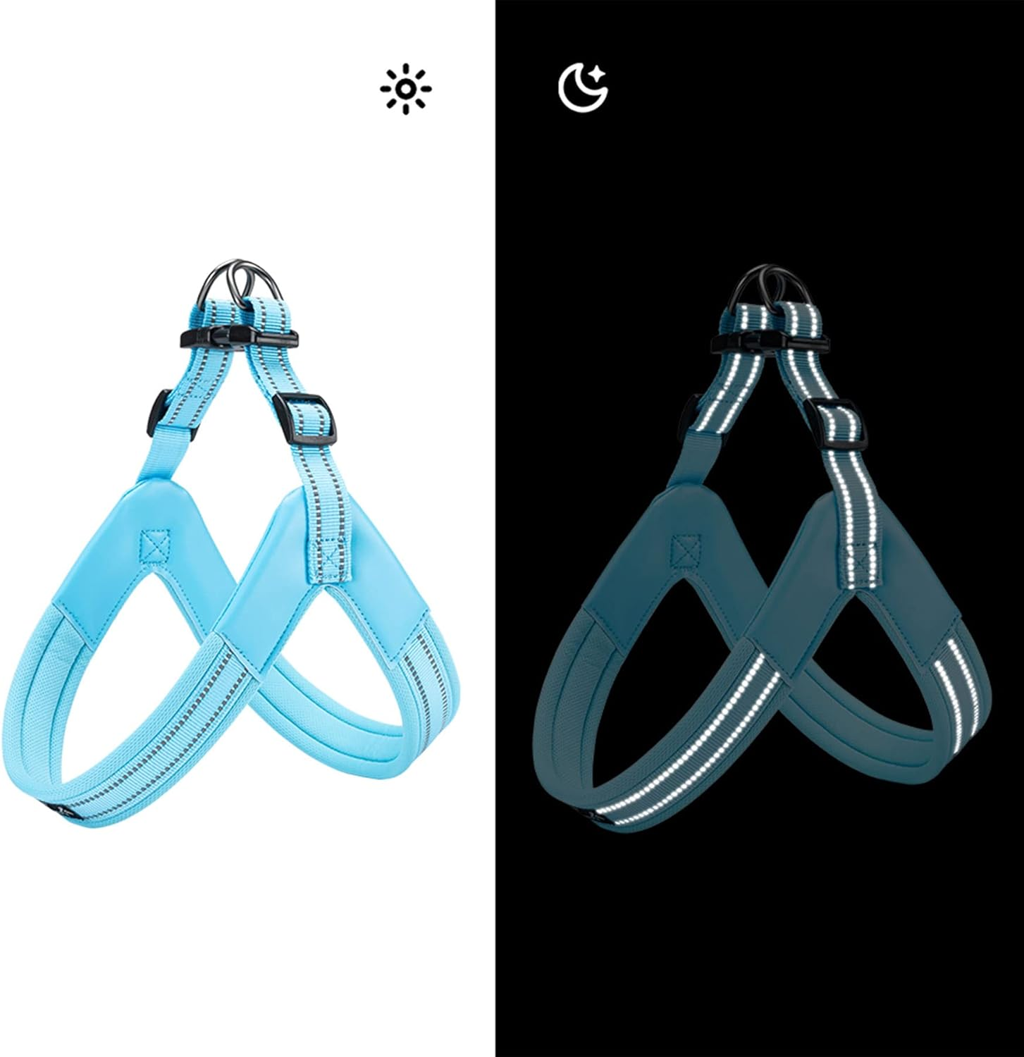 EXCELLENT ELITE SPANKER No Pull Dog Harness Reflective Nylon Vest V-Shaped Soft Padded Adjustable Easy Pet Harness for Medium Large Breeds Dogs Walking Training Black Purple(Blue-M) image number 7