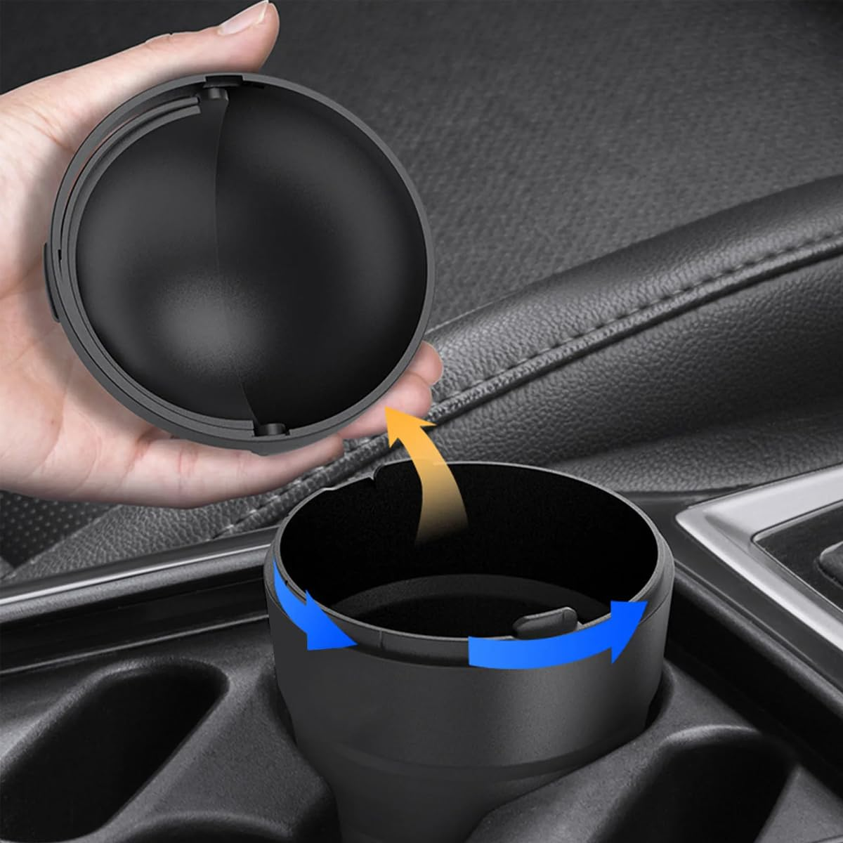 Aimall 3-Pack Portable Car Trash Bins, Compact Cup-Shaped Design, Cute Black Storage Bins for Car Use, Leakproof Garbage Containers with Lid, Easy to Empty, Dimensions: 3.7X6.65 Inches image number 2