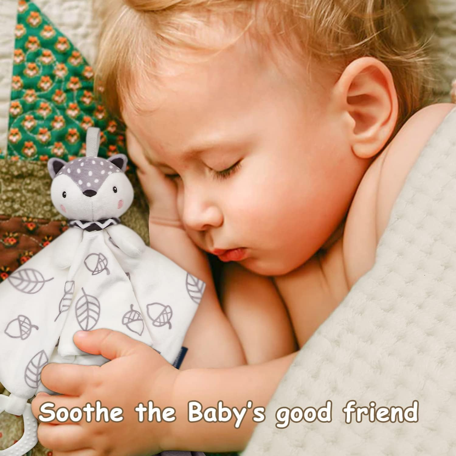 Baby Gifts Set, Baby Shower Gifts, Newborn Baby Gifts Basket, Unisex Baby Gift Set with Baby Blanket, Baby Wooden Rattle, Baby Rattle, Baby Bib, Infant Gift Set image number 2