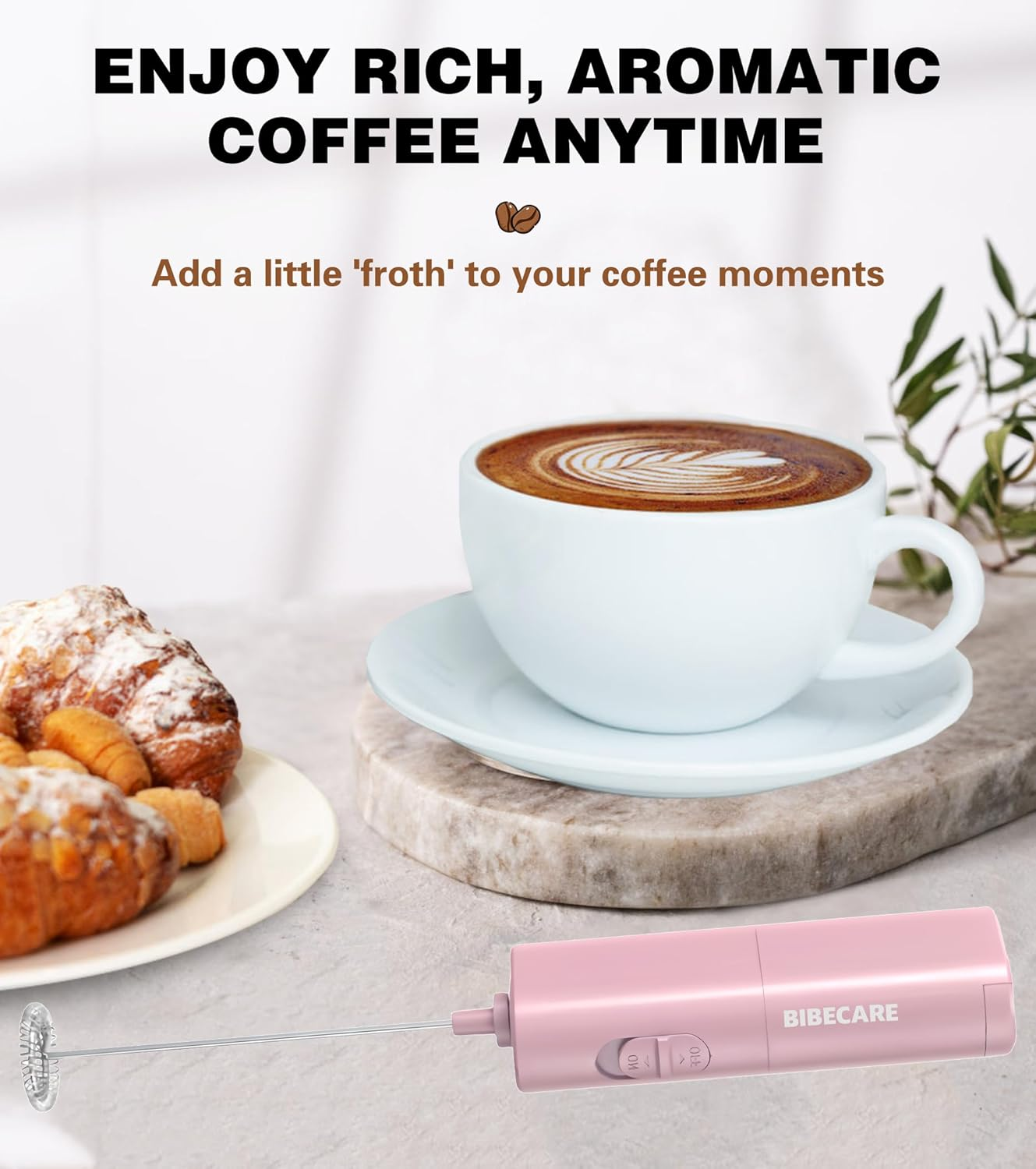 Milk Frother Handheld Powerful Mixer Mini Hand Blender for Perfect Lattes, Cappuccinos & More &ndash; Portable Frother Maker Stainless Steel Whisk