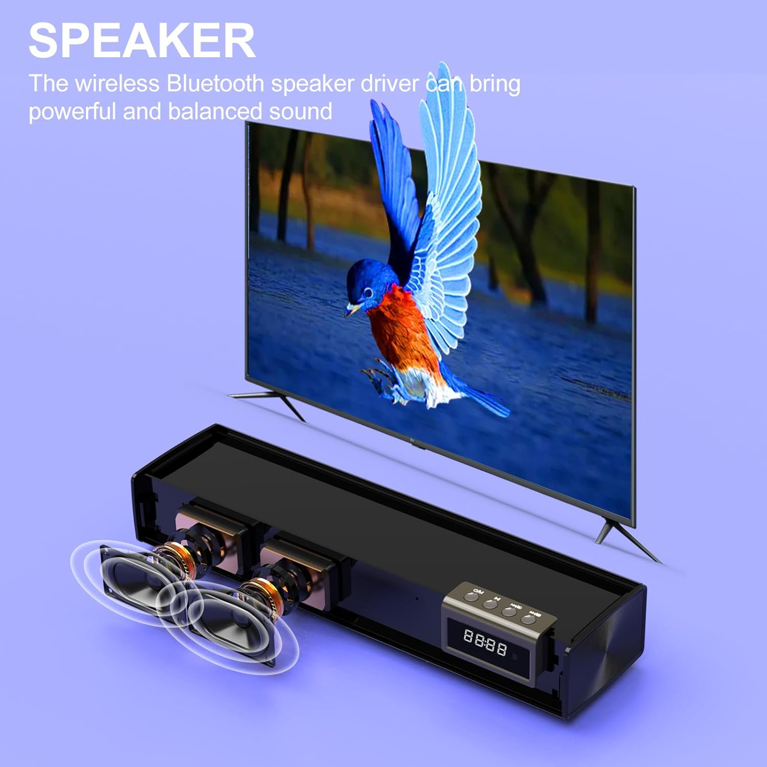 Sound Bar for Smart TV, 50W Bluetooth Soundbar with Optical/Aux/Hd 3D Input, Surround Sound System, Home Theatre Speaker image number 2