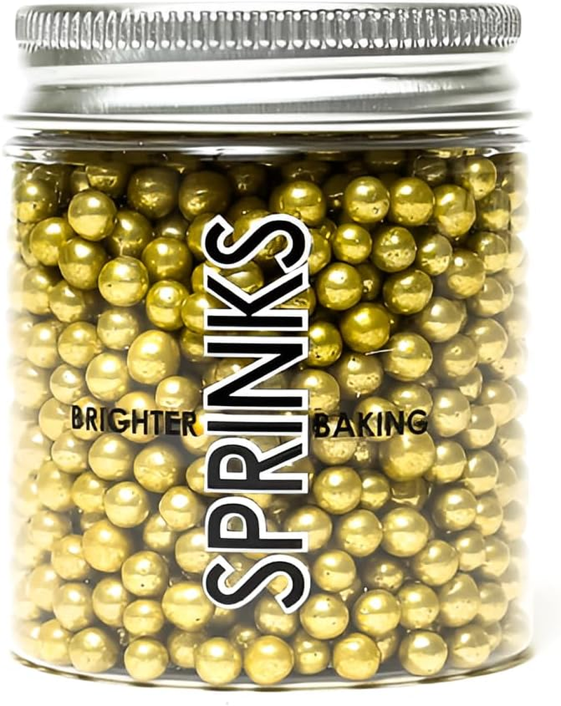 Sprinks Cachous Sprinkles 4Mm - Edible Cake Toppers | Baking Decorations for Cakes, Cupcakes, and Desserts for Holidays and Special Occasions | 85G, Gold