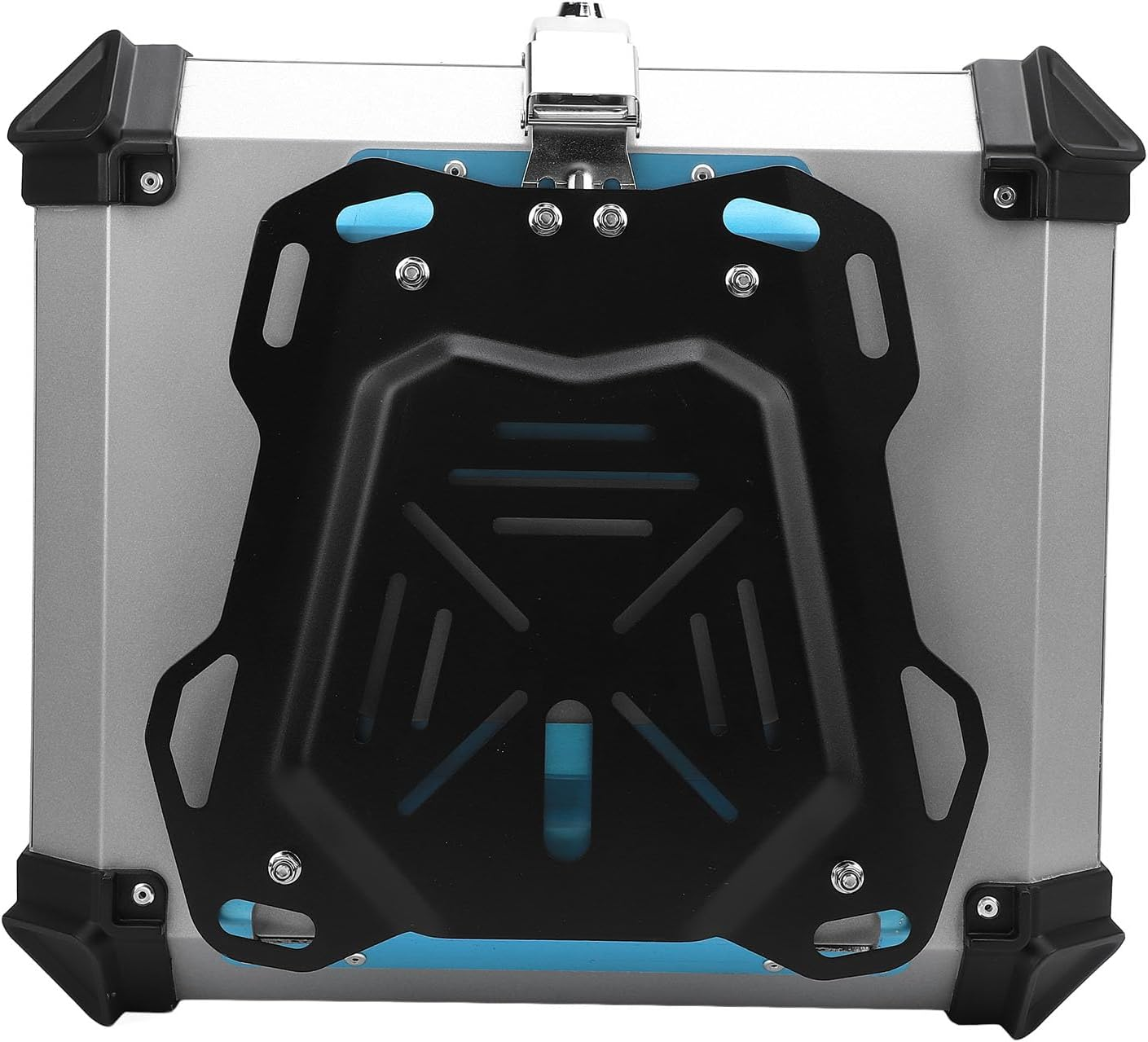 55L Motorcycle Top Case Tail Box, Water Proof Aluminum Alloy Quick Release Motorcycle Scooter Universal Storage Trunk with Safety Lock Reflective Sticker for Helmet Luggage (Silver) image number 4