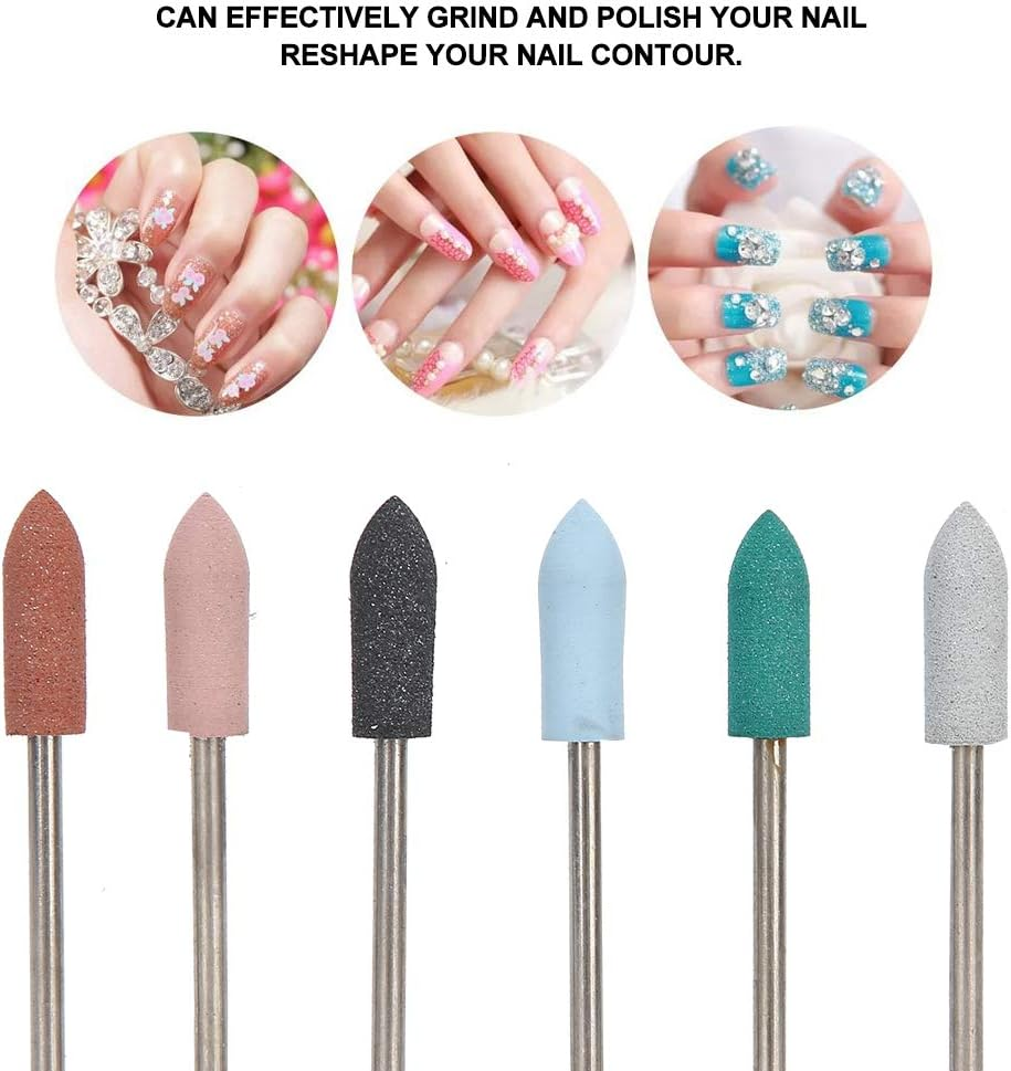 Nail Drill Bits Set -6 Pcs Nail Art Grinding Head Dead Skin Removal Nail Drill Bits Sanding Polishing Head Set for Remove Acrylic Gel Nails Cuticle Manicure Pedicure(#12) image number 2