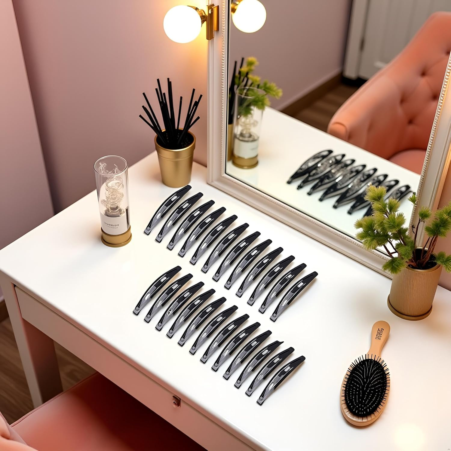 24 Pcs Black Snap Hair Clips, Metal Hair Clips for Women Long No-Slip Barrettes, Small Hair Clips for Girls Women Makeup Styling Hair Accessories (2.16 Inch) image number 3