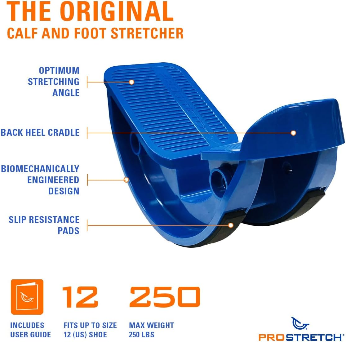 Prostretch "Blue" - the Original Calf Stretcher & Foot Rocker for Plantar Fasciitis, Achilles Tendonitis & Tight Calf Pain (Slip Resistant Bottom) image number 2