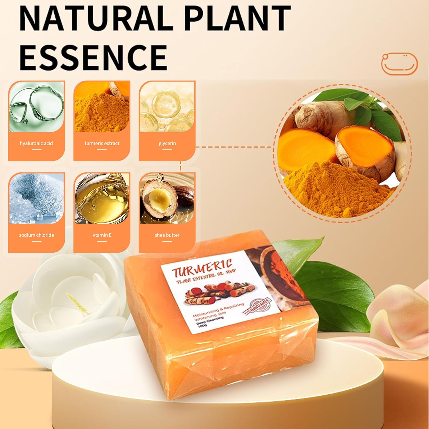 Lemon Turmeric and Kojic Acid Soap Bar -100G, Skin Brightening, Natural Granular Formula (3Pcs) image number 1