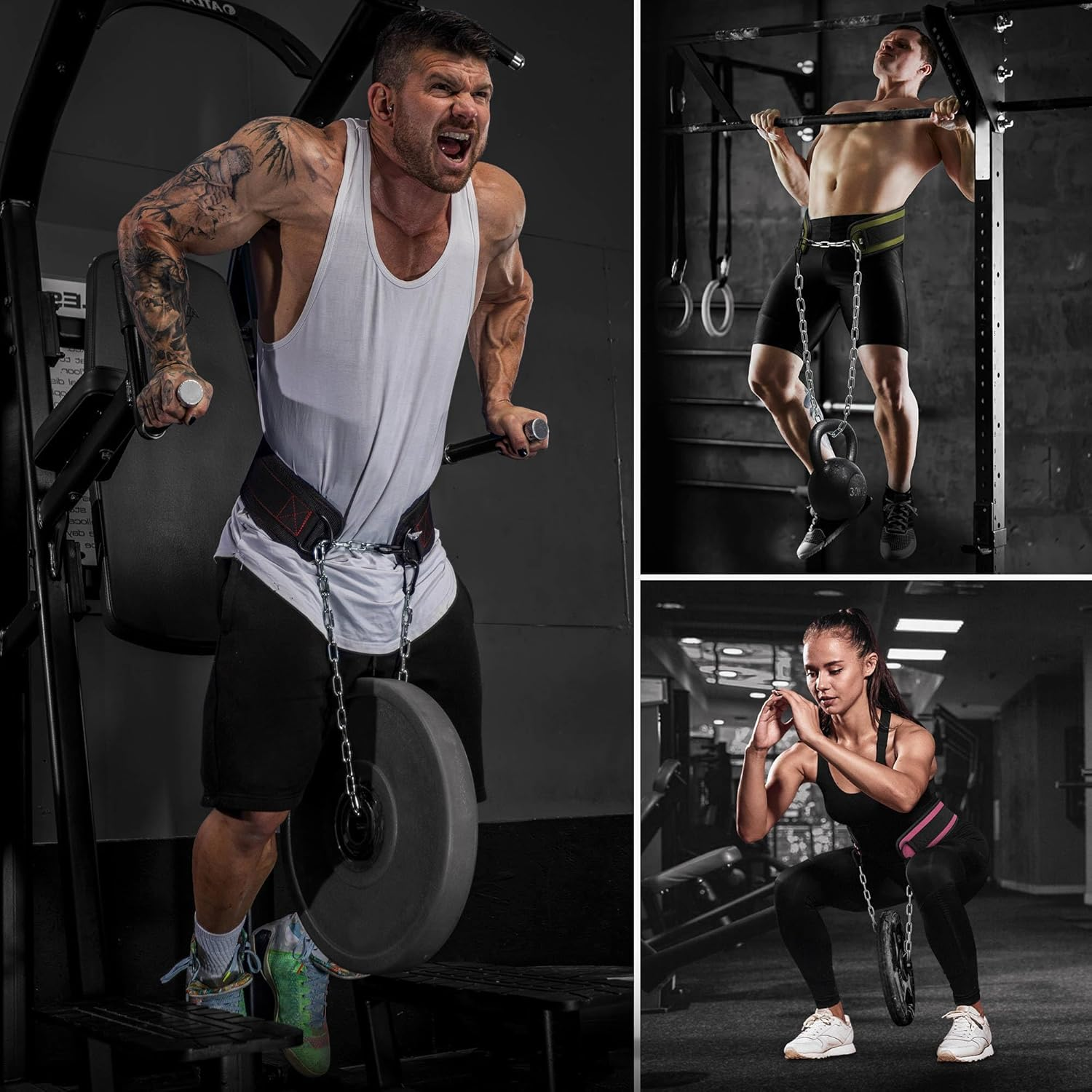 RDX Dip Belt with Heavy Duty 36 Inch Adjustable Steel Chain, Dipping Belt Chin Pull Ups Gym Training Weight Lifting Bodybuilding Powerlifting Workout, 6&rdquo; Padded Neoprene Back Support Men Women Fitness