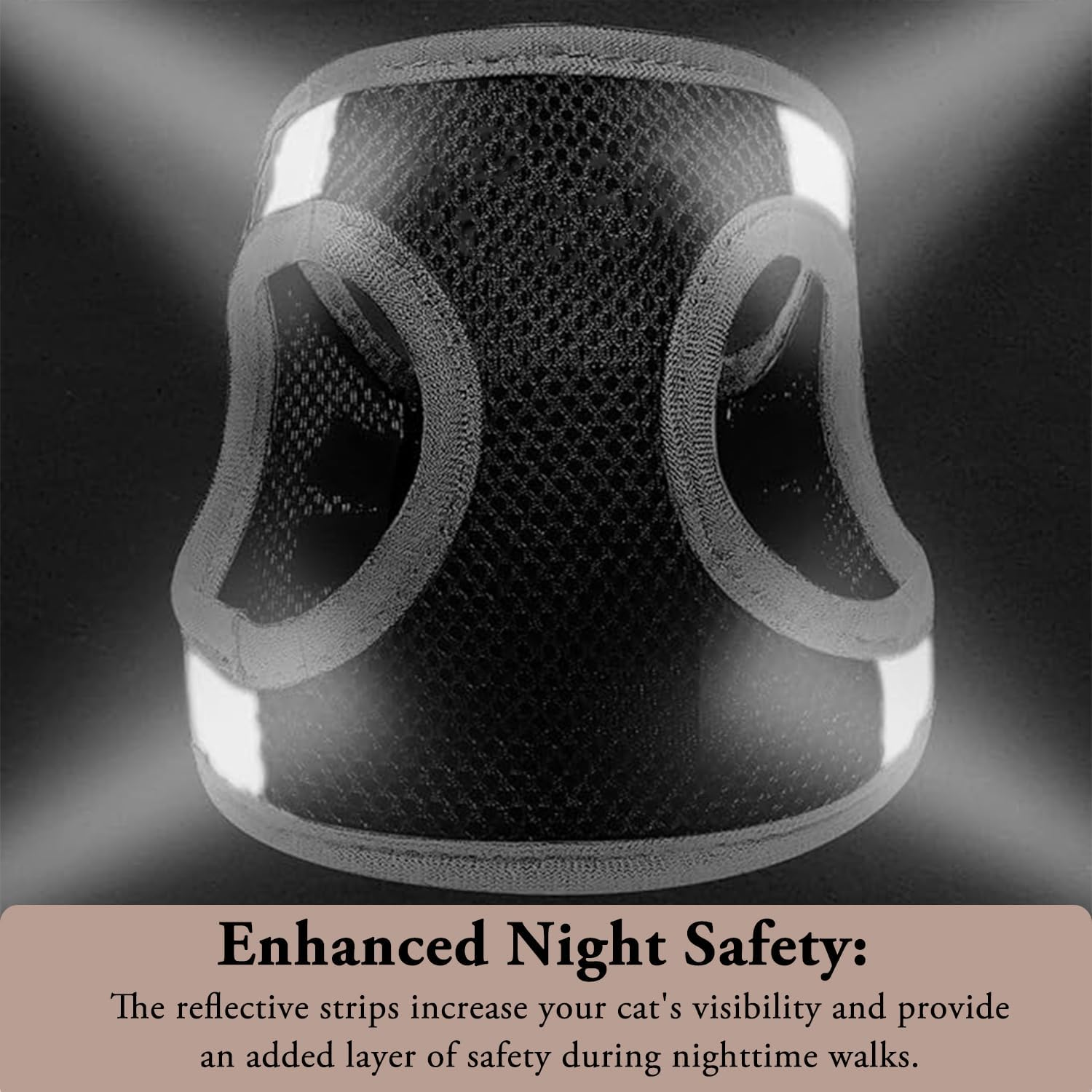 1 Pack Cat Harness, Outdoor Mesh Puppy Harness, Adjustable Pet Harness, Pet Mesh Lead, Anti-Escape Kitten Harness, Suitable for Cats, Dogs (Black, M) image number 1