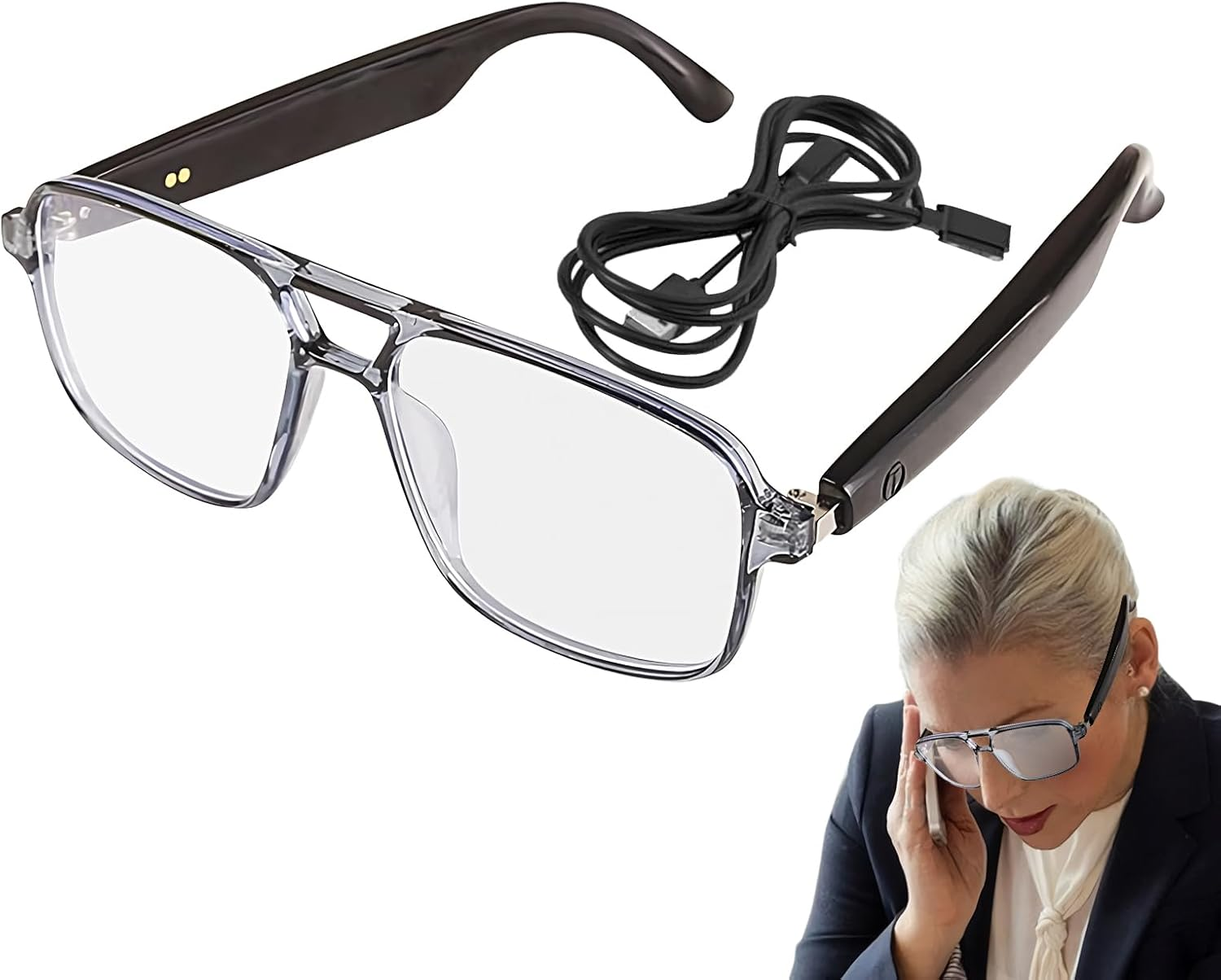 Rukjmqi Smart Glasses | Smart Glasses with Ai | Wireless Intelligent Eyewear for Men and Women Language Support