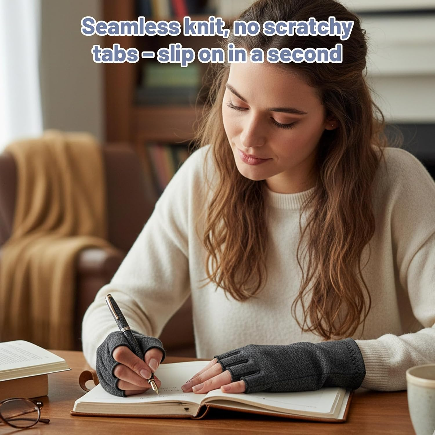 Compression Gloves, Breathable Support for Hands and Wrists, Relieves Discomfort, Gray image number 1