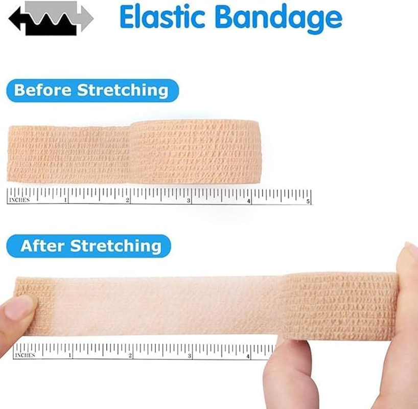 12 Rolls Self Adherent Wrap Tape, 1'' X 5Yards Medical Cohesive Bandages Flexible Stretch Breathable Wrap Rolls, Athletic Strong Elastic First Aid Tape for Sprain Swelling Sports