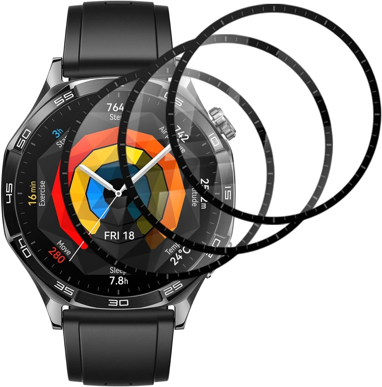 [3 Pack] Screen Protector for Huawei Watch GT 5 46Mm/Watch GT 5 Pro 46Mm, Electro-Weideworld 3D Curved Soft TPU Anti-Scratch High Definition Screen Protector for Huawei Watch GT 5 46Mm/Watch GT 5 Pro 46Mm image number 1