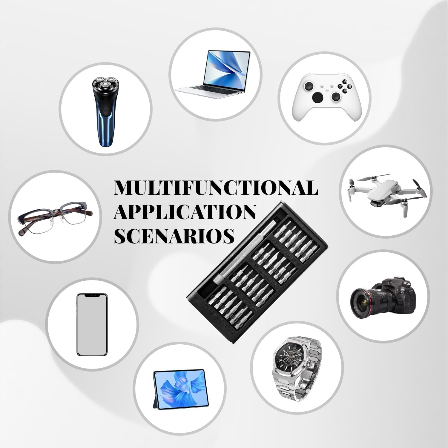 BOROLA 25-In-1 Precision Magnetic Screwdriver Set, Professional Repair Tool Kit with S2 Alloy Steel Bits for Phone, Computer, Laptop, Watch, Eyeglass, Electronic Devices