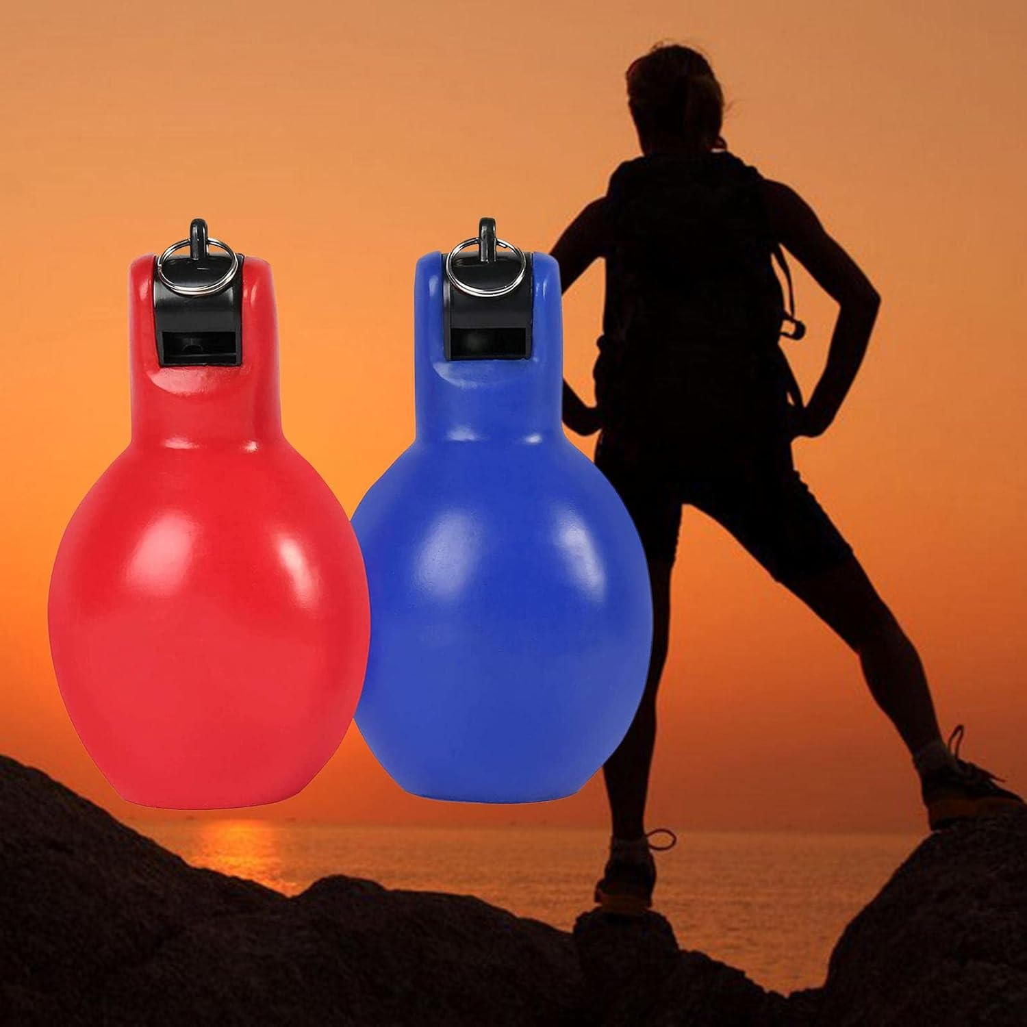 Portable Squeeze Whistle, Outdoor Sports Loud Sound Gift Equipment PVC for Hiking - Orange image number 5