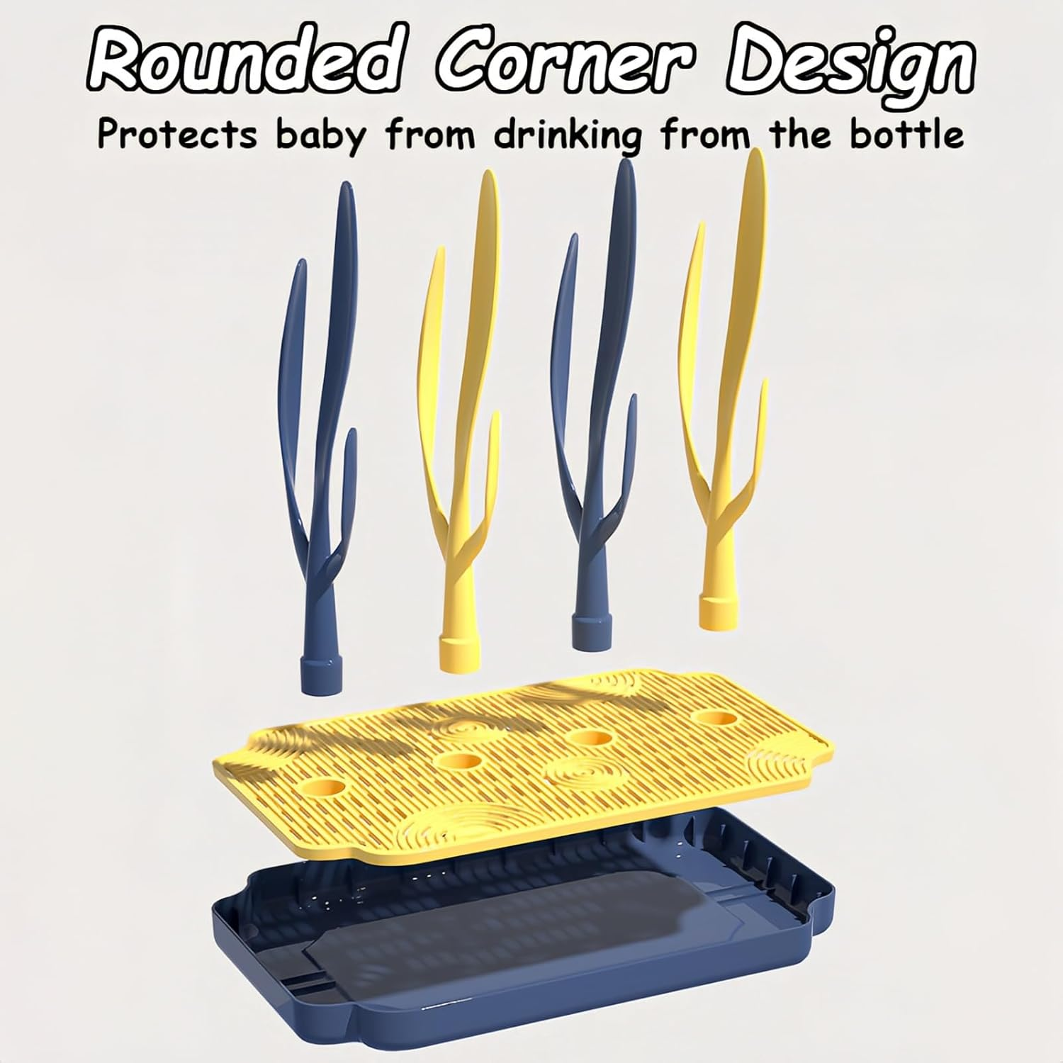 Baby Bottle Drying Rack, Vertical Bottle Dryer Holder with Detachable Design, ABS Material, Space-Saving & Fast Drying for Baby Bottles, Pacifiers, and Accessories (Blue) - Blue image number 3