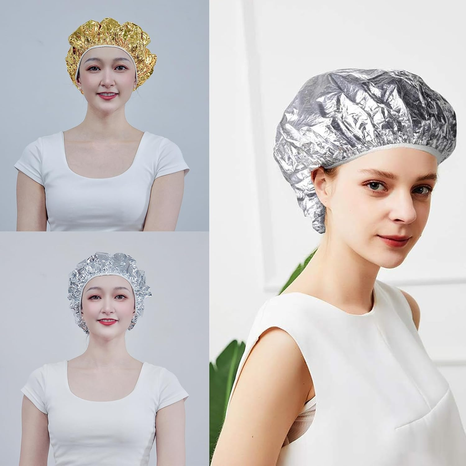 RTRTGS 6 Pieces Aluminium Heat Cap, Aluminium Foil Cap for Perm, Aluminium Deep Conditioning Heat Cap, Drying Hood for Hair, Salon Hair Cap, Nourishing Waterproof image number 5