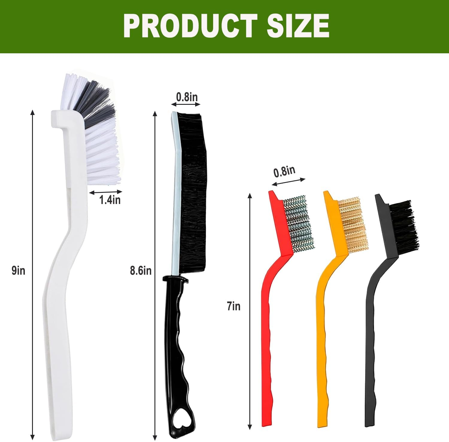 BEANPRECOY 8Pcscrevice Cleaning Brushes Hard Bristle Scrub Brush Set for Toilet Bathroom & Kitchen Grout Brush with Durable Handle for Groove Corner and Tile Cleaning Home Essentials Cleaning Supplies image number 5