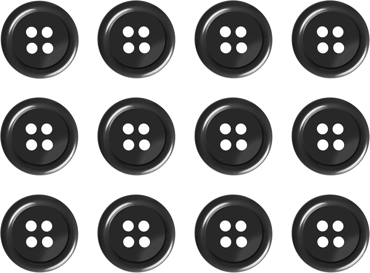 Pack of 24 Dark Blue Sew on 15Mm round Buttons Flat 4 Holes 24L 24 Ligne image number 6