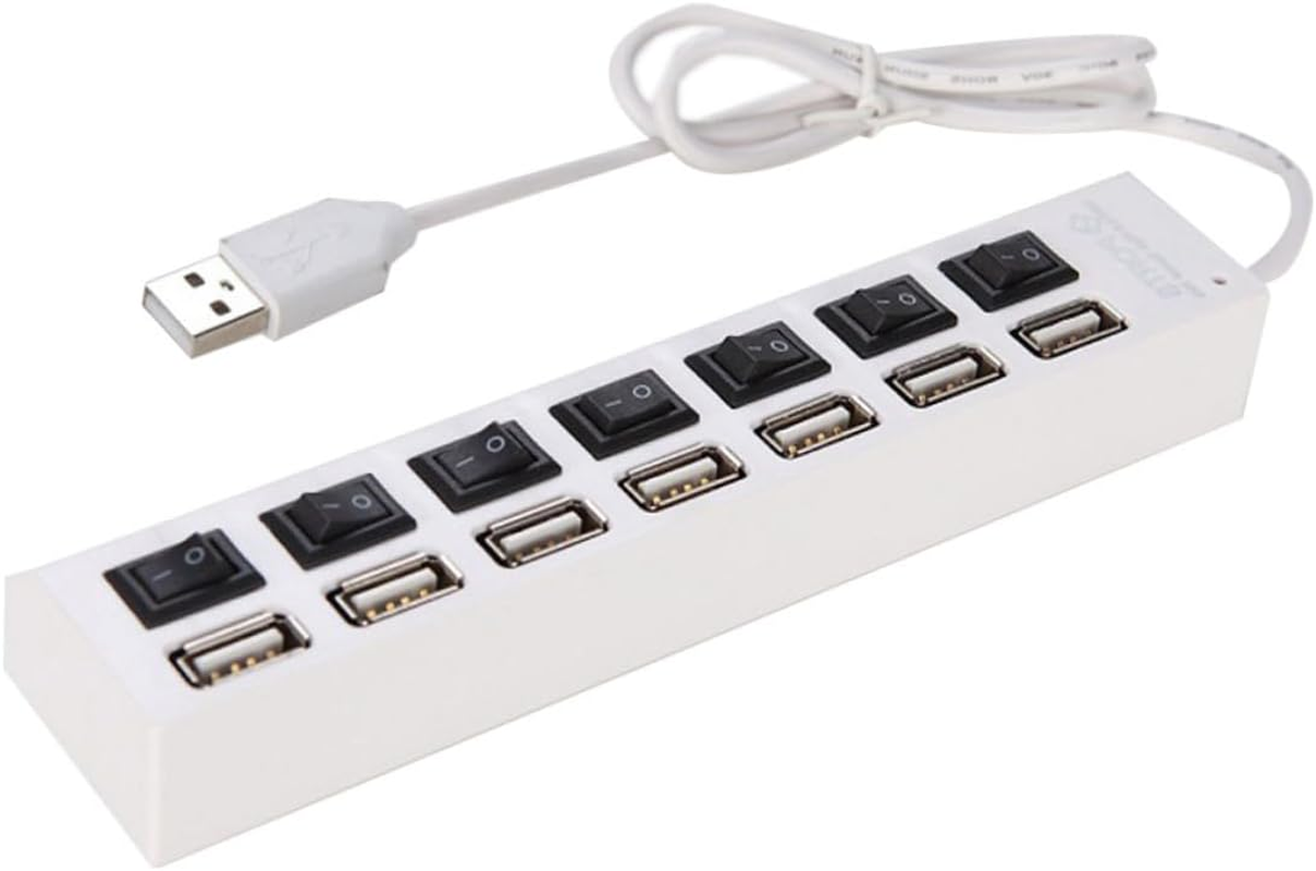 7 Laptop USB HUB Practical USB Splitter Daily Use USB HUB High Splitter Plug Four-Port USB Individual Hub Ultra Thin Laptop USB Hub for Laptop Portable White Socket image number 2