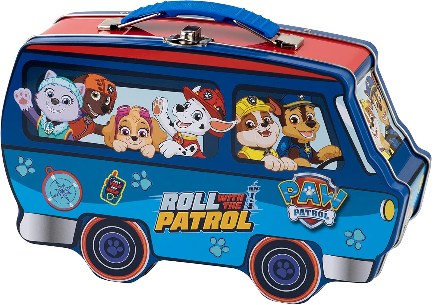 Paw Patrol Van Shaped Tin Carry All, Blue, with Handle Lock and Clasp image number 3