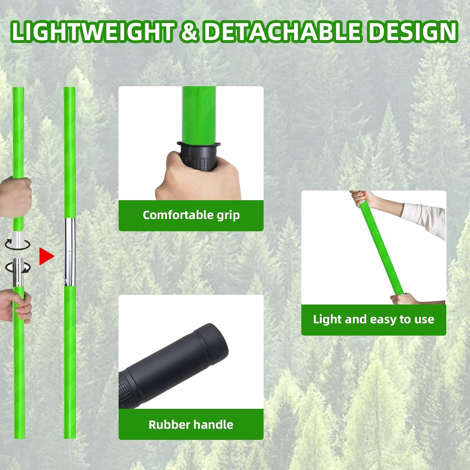 9M Manual Pole Pruner Saw for Tree Trimming, Extendable Tree Pole Pruner, Sharp Steel Blade and Scissors, High Branch Trimmer with Lightweight 9 Fiberglass Handles, for Pruning Palms and Shrubs -Green - Green image number 5