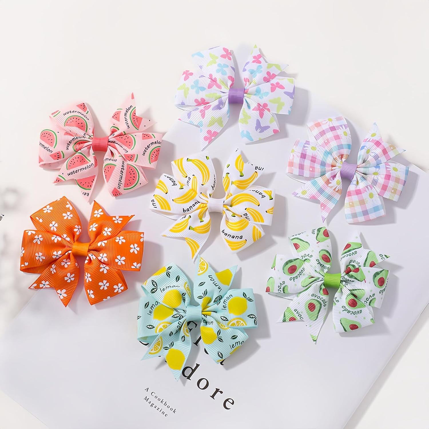 20Pcs Baby Girls Hair Clips, 8X8Cm Floral Alligator Clips for Toddlers, 20 Printed Bows, 4.6Cm Non-Slip Hair Barrettes for Kids & Baby Accessories