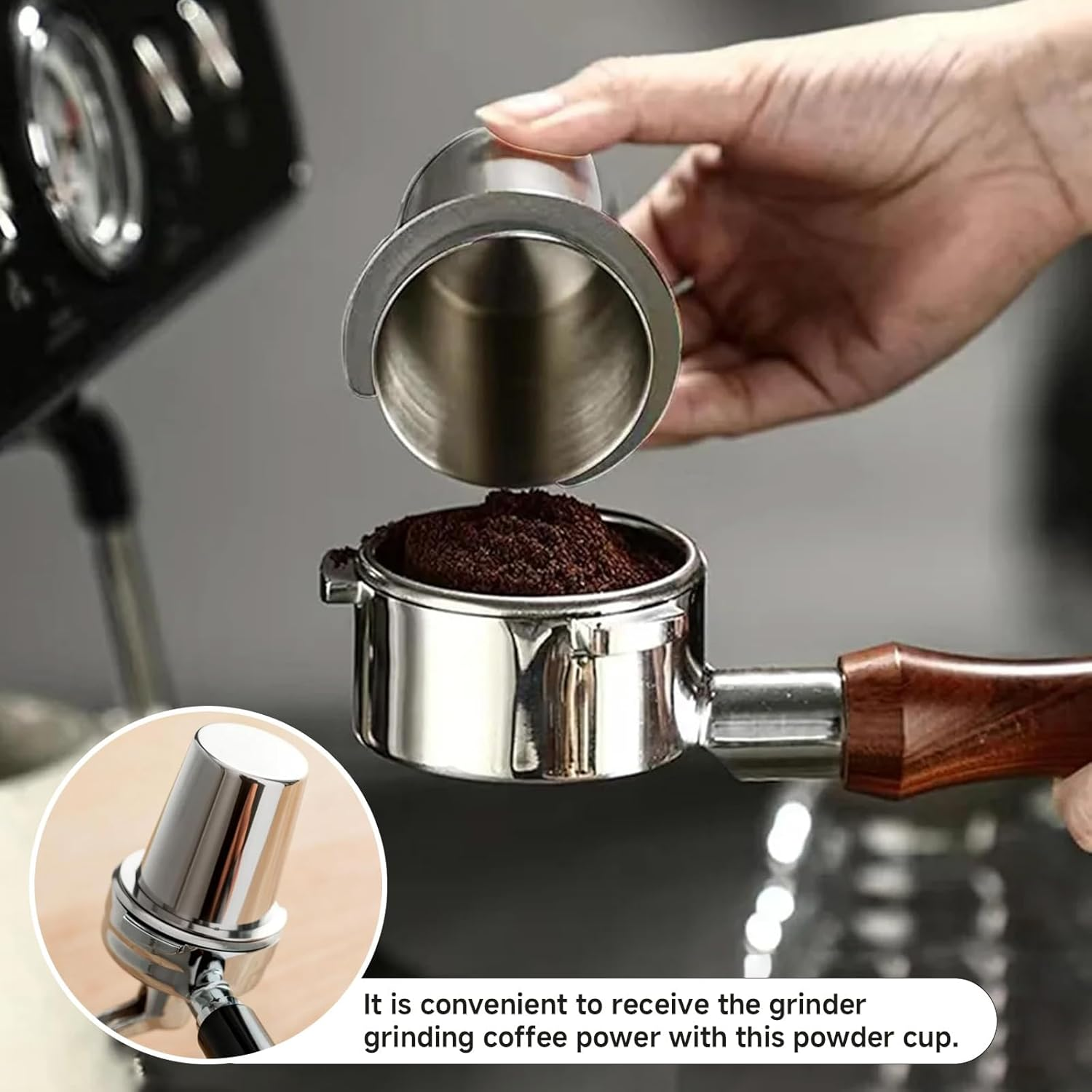 Coffee Dosing Cup 58Mm, Stainless Steel Espresso Dosing Cup Compatible with All 58Mm Portafilter, Coffee Grinder Powder Cup, Coffee Powder Feeder
