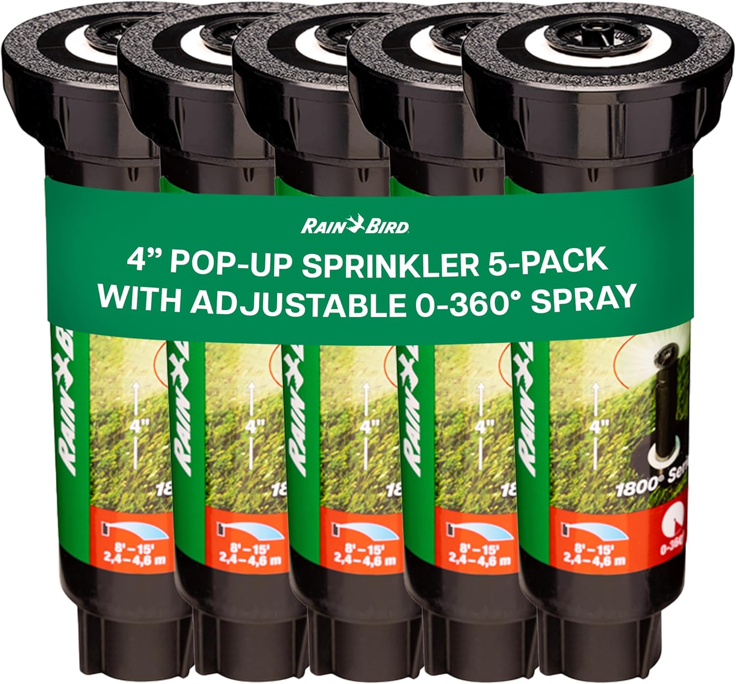Rain Bird 1802VAN Professional Pop-Up Sprinkler, Adjustable 0-360&deg; Pattern, 8' - 15' Spray Distance, 2" Pop-Up Height - 6" Height image number 1