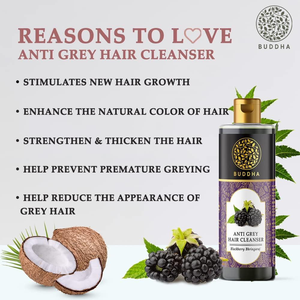Buddha Natural Graying Shampoo for Men & Women (200Ml) - Helps to Restore Natural Black Hair Color Enriched with Amla & Bhringraj - All Hair Types image number 3