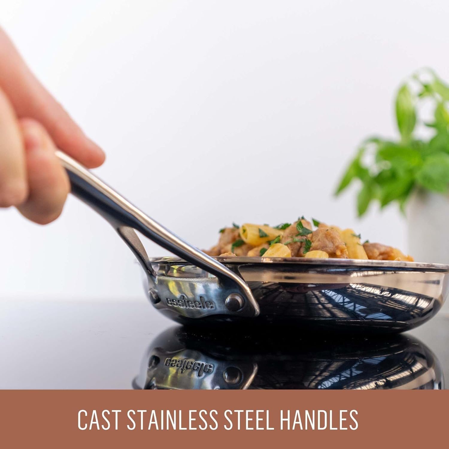 Essteele Eternita 2 Piece Clad Stainless Steel Induction Cookware Set - Sauteuse & Skillet - Dishwasher Safe, Oven Safe, Made in Italy, Premium Stainless Steel Cookware image number 1