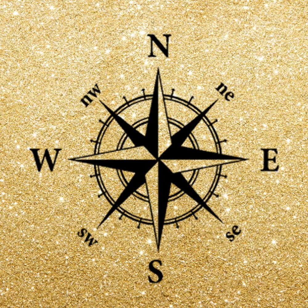 YAHAO 2 Pcs Compass Car Stickers Waterproof Vinyl Decals for All Motorhome Truck Van Car Bumper Decal 15Cm*15Cm Matt Black image number 1