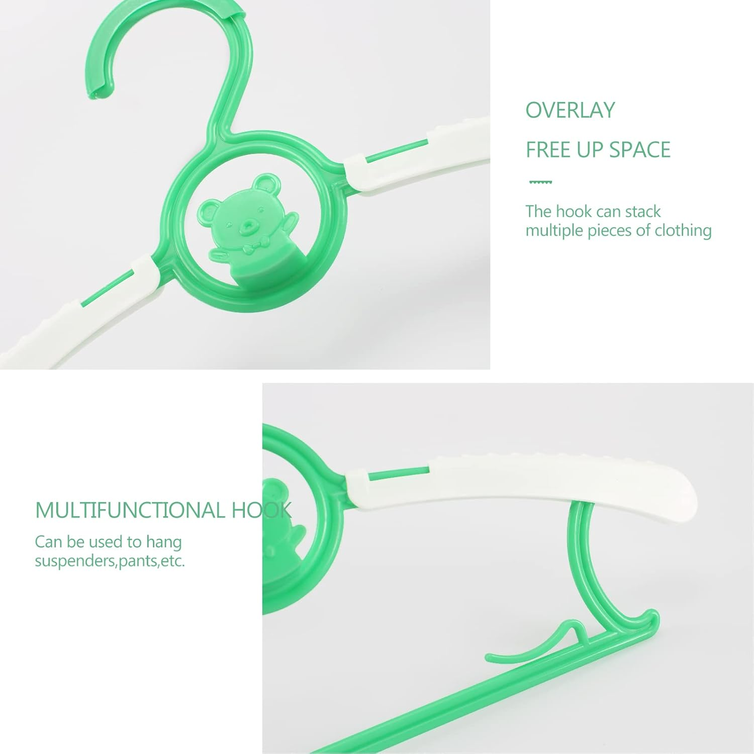 10-Pack Baby Coat Hangers Children Clothes Hangers Adjustable with Space Saving Stackable Hooks,H HOME-MART Universal Baby Hangers Non-Slip Coat Hanger with Windproof Hook image number 6