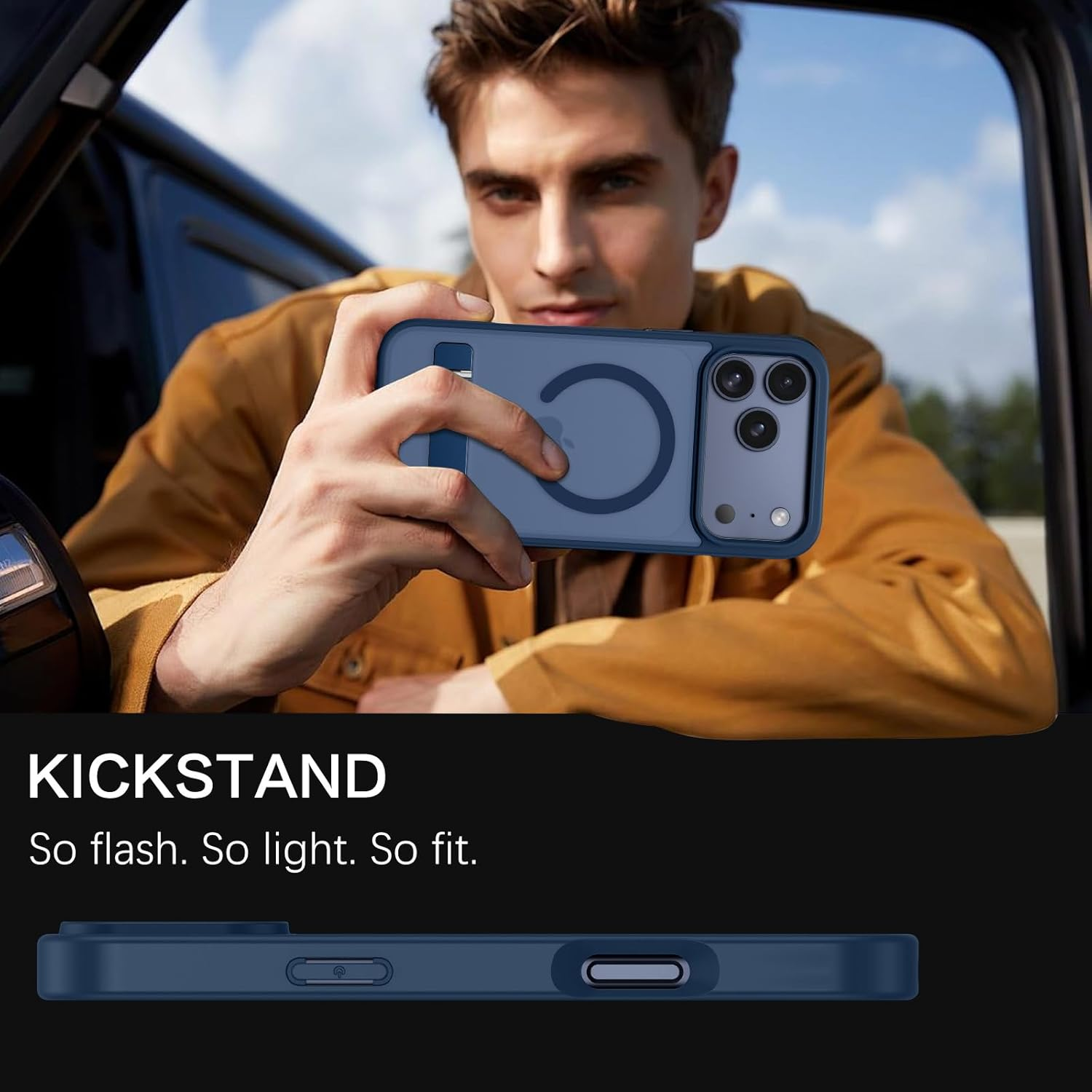 VENINGO Case for Iphone 17 Pro Max, Magnetic Cover with Invisible Kickstand, Compatible with Magsafe Slim Translucent Matte Full-Body Protective Shockproof Case for Iphone 17 Pro Max 6.9 Inch, Blue image number 2