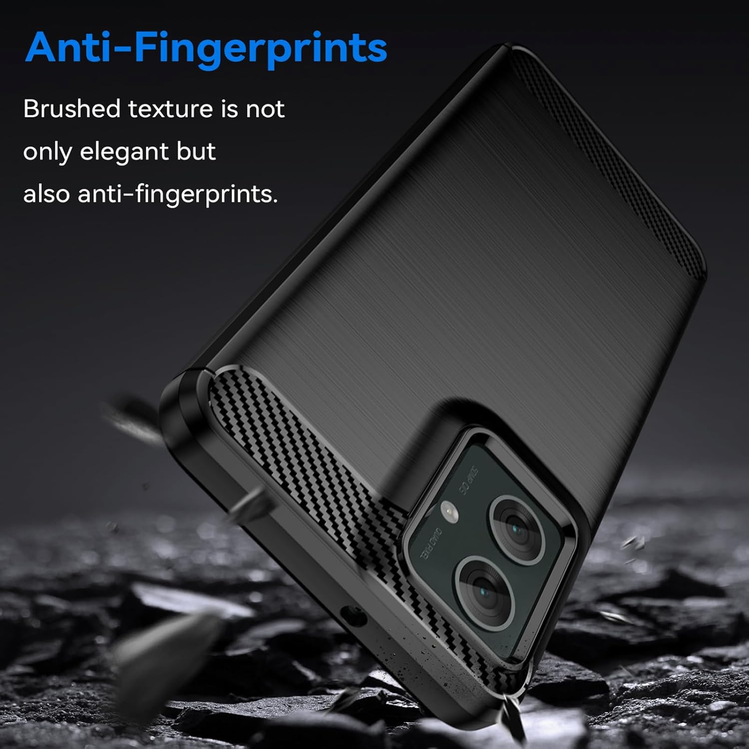 Case for Motorola Moto G55 5G 6.5-Inch, Shock-Absorption Brushed Flexible Soft Carbon Fiber Protective Cover for Motorola G55 - Black image number 5