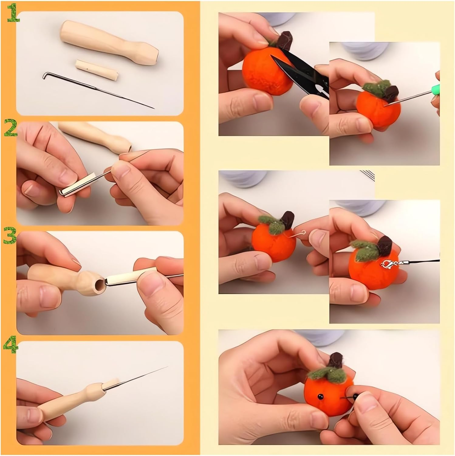 YELINTIAN Needle Felting Starter Kit,36 Colors Fibre Wool Yarn Roving for Needles Felt Tool Includes Keychain, Felted Foam Mat, and Other Tools for Animal Doll Beginner Supplies image number 1