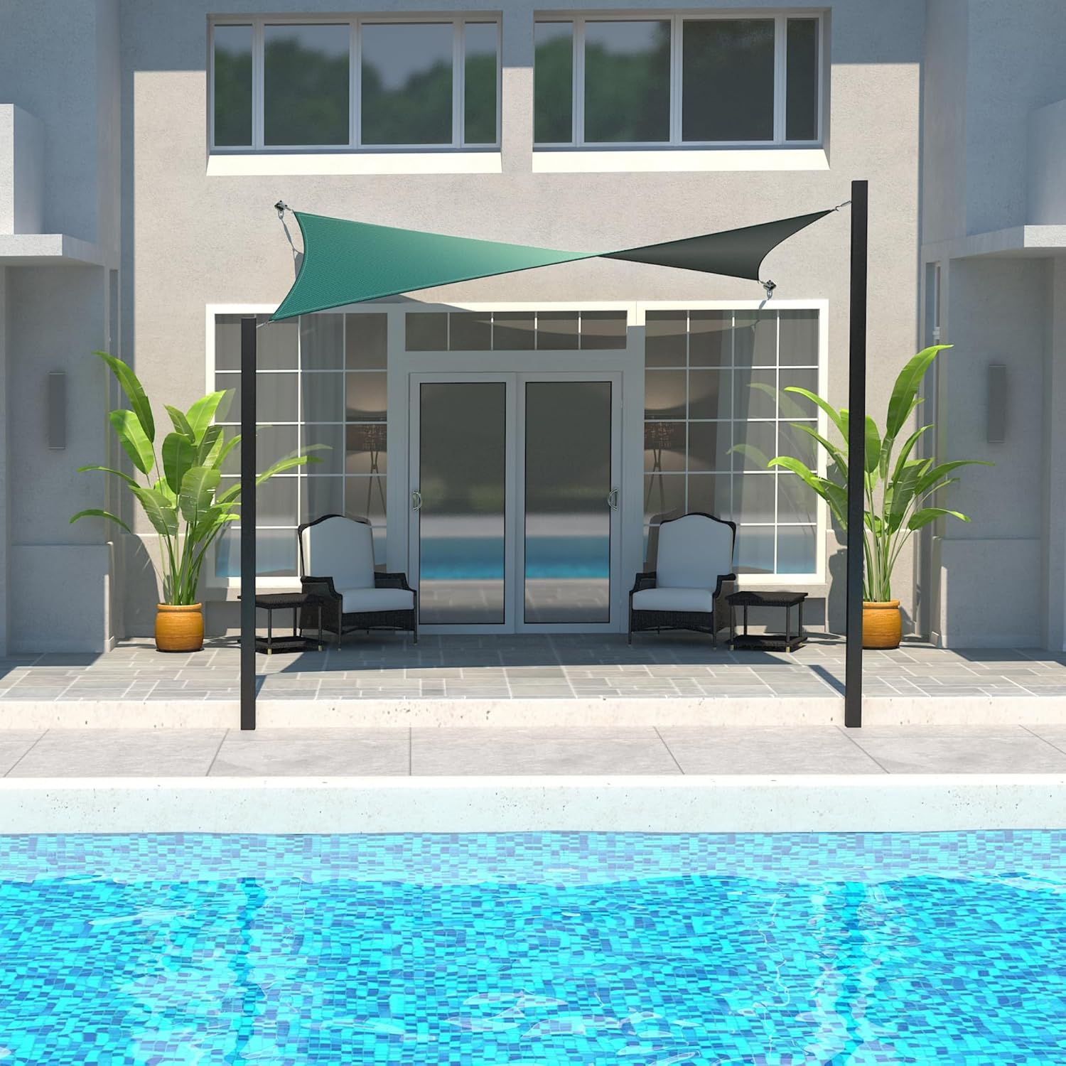 Coolaroo 95% UV Block Dualshade Iridescent Outdoor Sun Shade Sail with Hardware Kit for Patio, Garden, Pool and Backyard 12' Square, Maldives