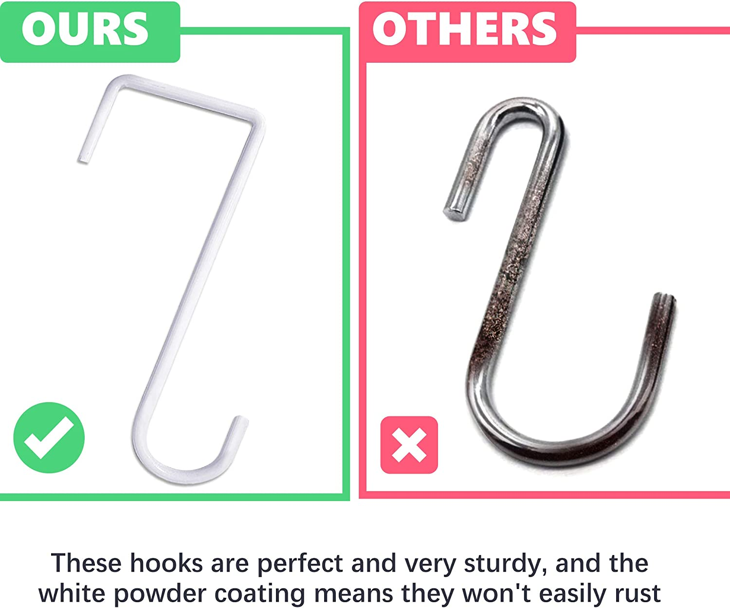 JOYSEUS 12Pcs Vinyl Fence Hooks, 2 X 6 Inches Patio Hooks, White Powder Coated Steel Fence Hooks Hangers for Hanging Plants, Lights, Pool Equipment&hellip; image number 4