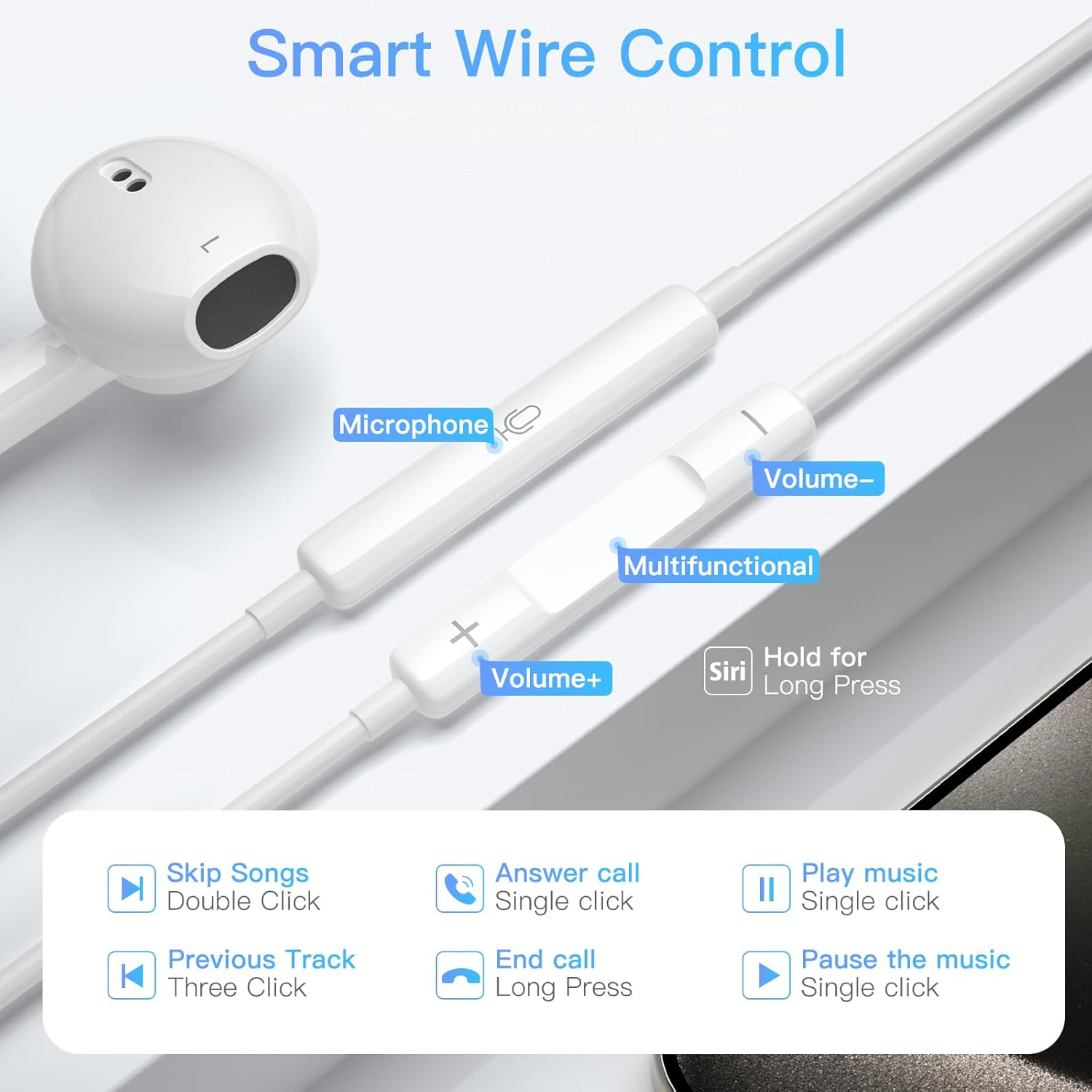 USB C Earphones for Iphone 16 Pro Max/16 Pro/16 Plus,  Wired Headphones [Mfi Certified] USBC Headphones for Iphone 16 with Mic & Volume Control Hifi Stereo Earbuds for Iphone 15/Ipad Pro image number 3