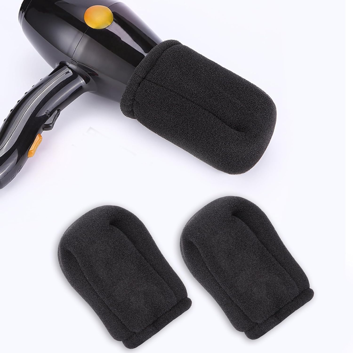 HDBHBH 2Pcs Hot Sock Diffuser for Hair Dryer, Compact Heat-Resistant & Reusable Foam Diffuser Cap, Black Foldable Sponge Universal Diffuser Attachment, Fits Most Hair Dryers image number 1